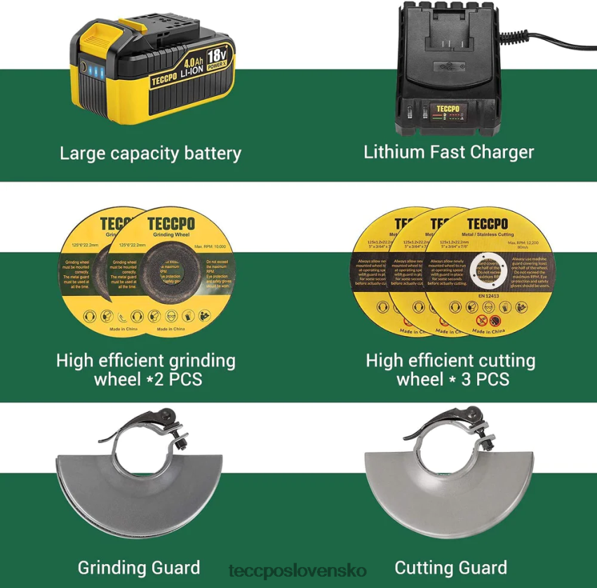 bezkartáčová akumulátorová uhlová brúska 20V max TECCPO iné zbierky V6RH8X52