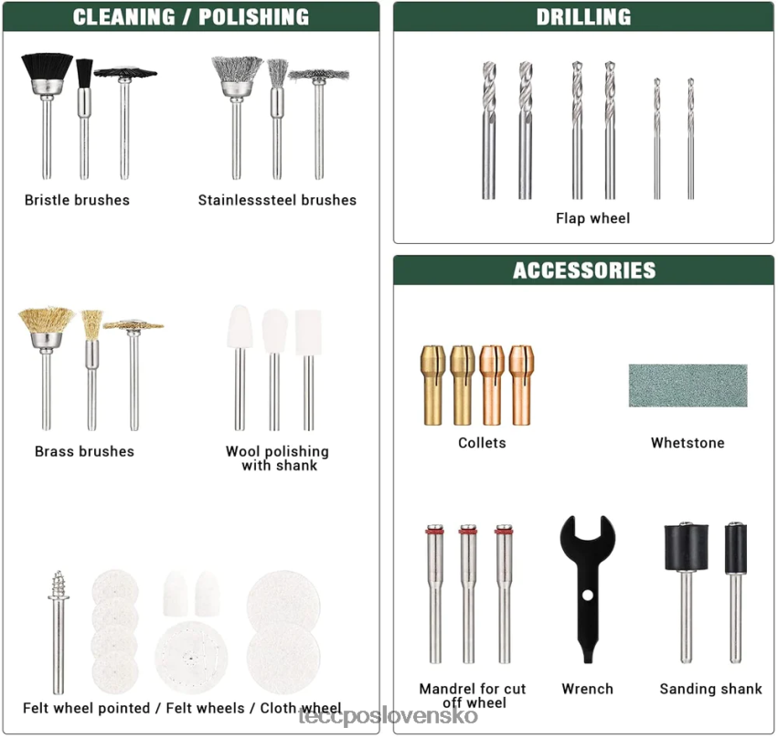 súprava príslušenstva rotačného náradia TECCPO príslušenstvo V6RH8X44