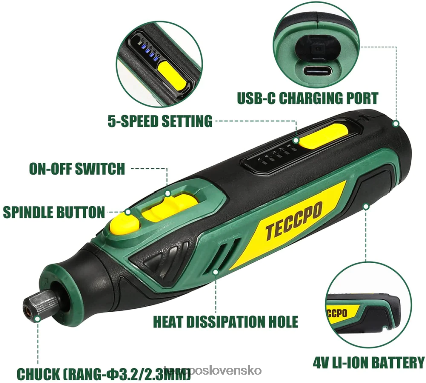 4V akumulátorové rotačné náradie TECCPO rotačné nástroje V6RH8X49