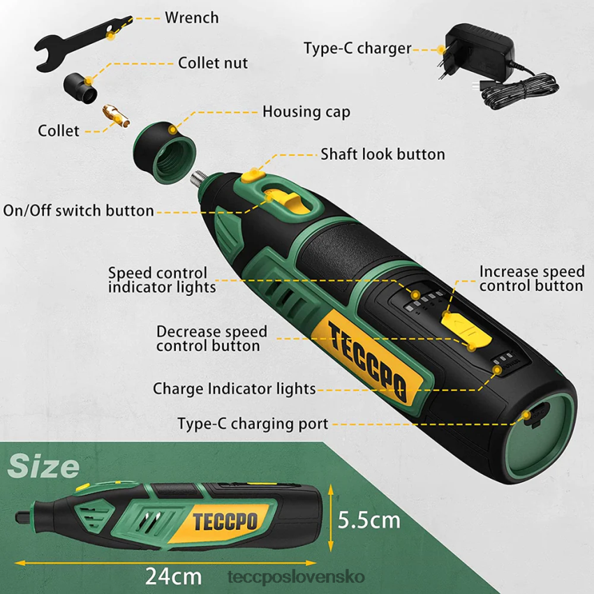 Rotačné náradie napájané 12V batériou TECCPO rotačné nástroje V6RH8X46