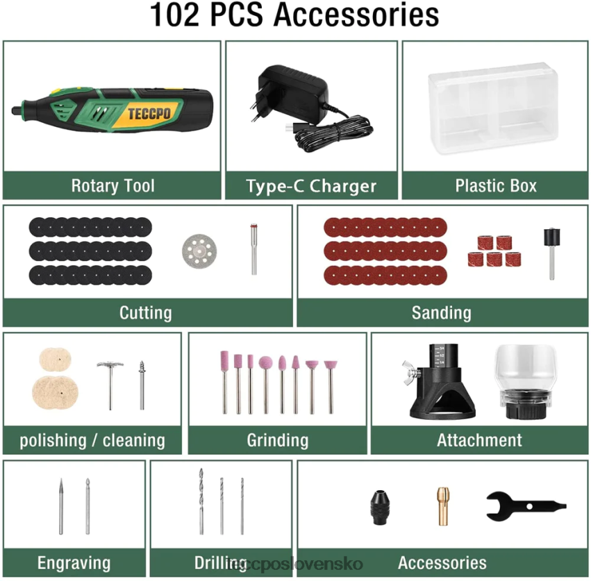 Rotačné náradie napájané 12V batériou TECCPO rotačné nástroje V6RH8X46