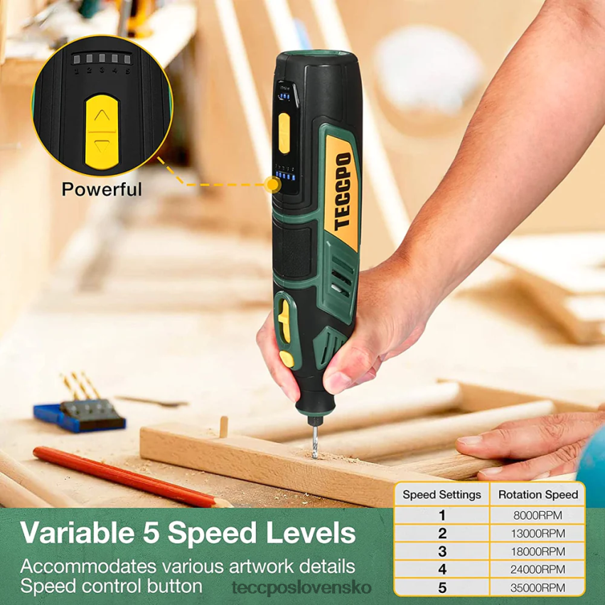Rotačné náradie napájané 12V batériou TECCPO rotačné nástroje V6RH8X46