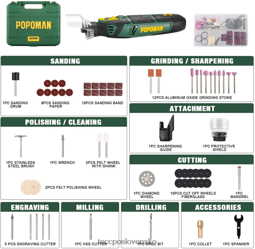 Súprava akumulátorového rotačného náradia popoman TECCPO rotačné nástroje V6RH8X45