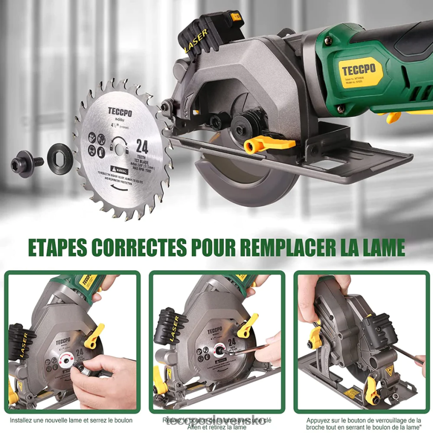 18V akumulátorová mini okružná píla s laserovým vedením TECCPO spracovanie dreva V6RH8X26