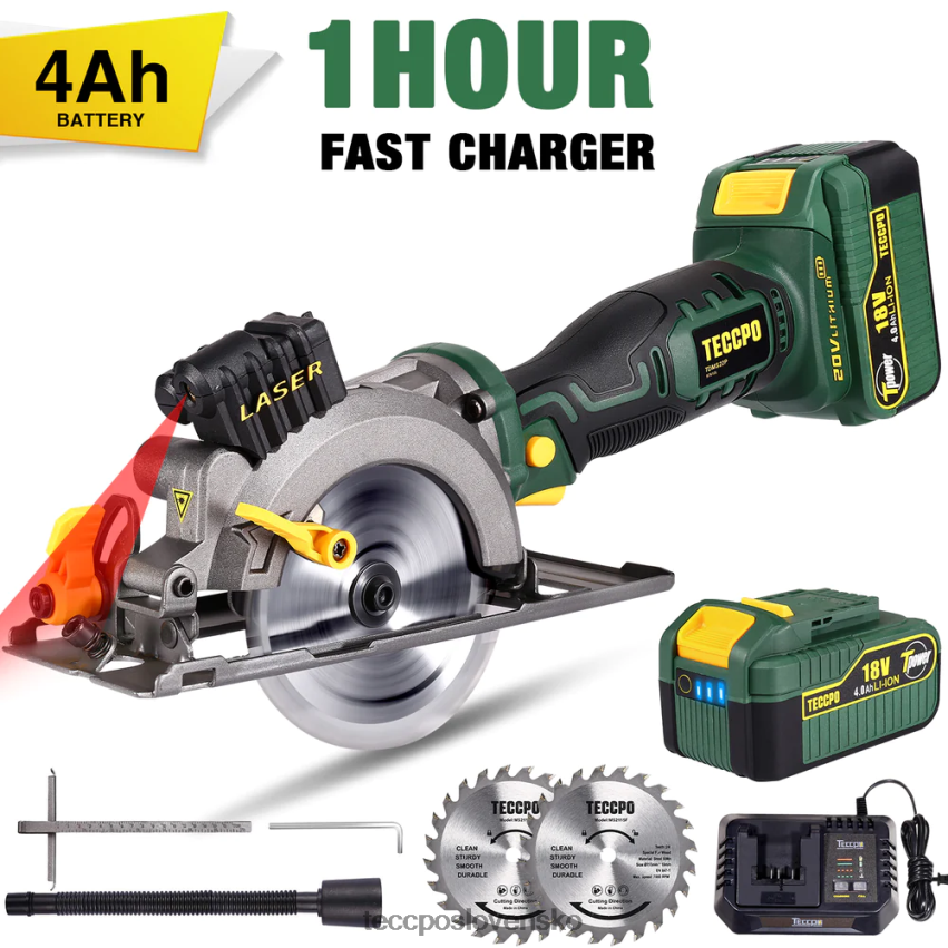 akumulátorová kotúčová píla 20v 4-1/2" 4500rpm kompaktná kotúčová píla s laserom TECCPO spracovanie dreva V6RH8X16
