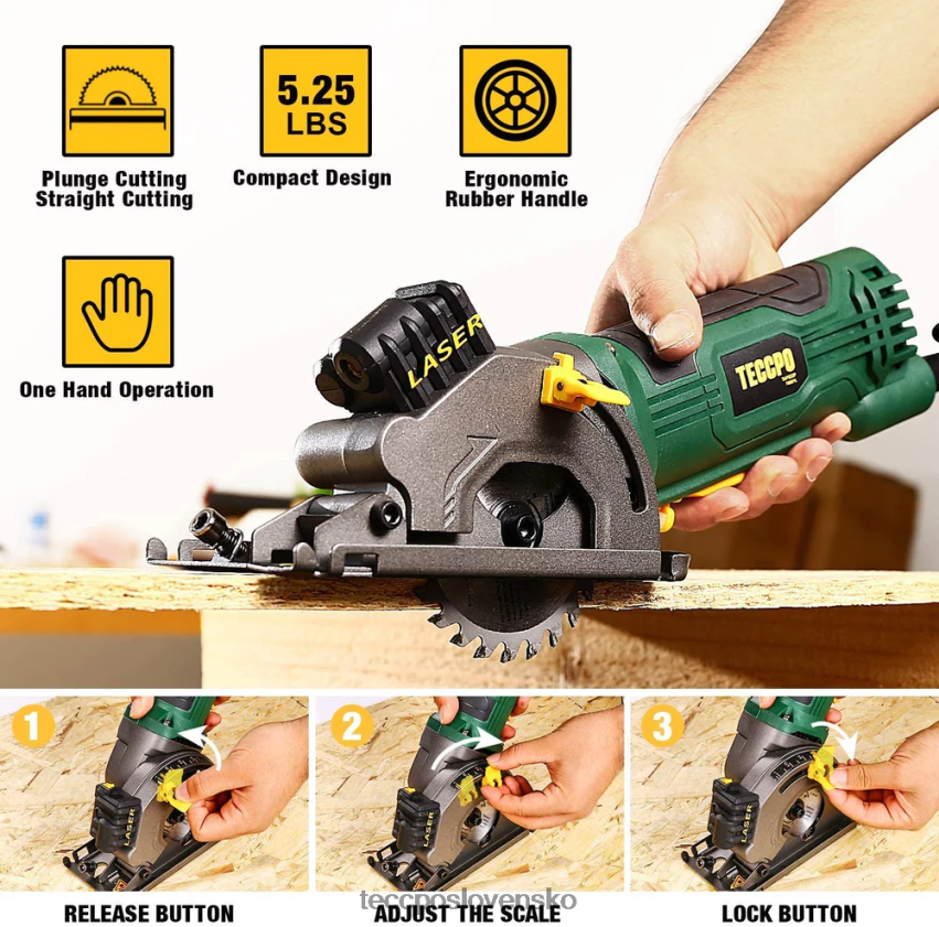 mini okružná píla TECCPO spracovanie dreva V6RH8X17