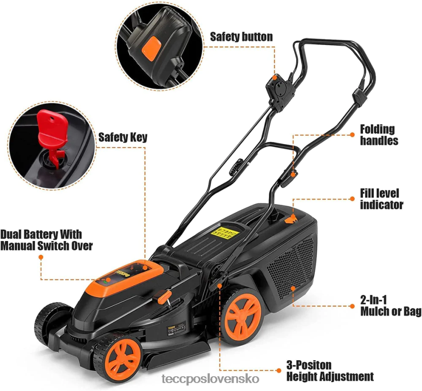 40V akumulátorová kosačka na trávu TECCPO starostlivosť o záhradu V6RH8X59