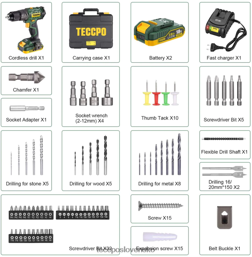akumulátorový skrutkovač 45 nm TECCPO vŕtačky a ovládače V6RH8X14